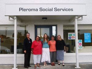 Pleroma Social Services team (l-r) Jane Baker (counsellor), Donna Pirini (social worker), Rachel Mackay (manager), Liz Bayliss (counsellor), Catherine Pedersen (administrator)