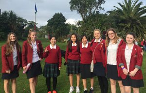 Sacred Heart College student Jane Gray (second from right) and colleagues joined the peace walk to Parihaka.