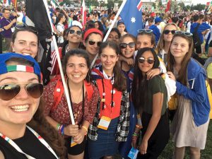 Monique Barrow, second from left, with some of her group at WYD.