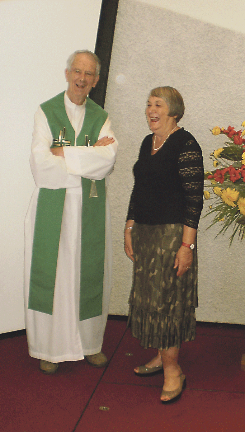 Fr Pat Cooke with chairperson Pat Sanko.