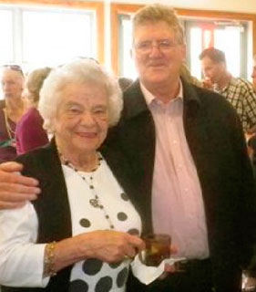 Fr Tom Lawn with Jean Julian at his farewell.