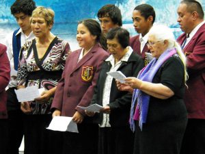 Tuhono Club Porirua. From left: Te Po Hohua Johnstone, Pani Malcolm, Ebony Kingi, Duane Taurerewa, Sr Makareta Gilbert, Pene Tuiketei, Rangi Hau, and Turei Thompson.