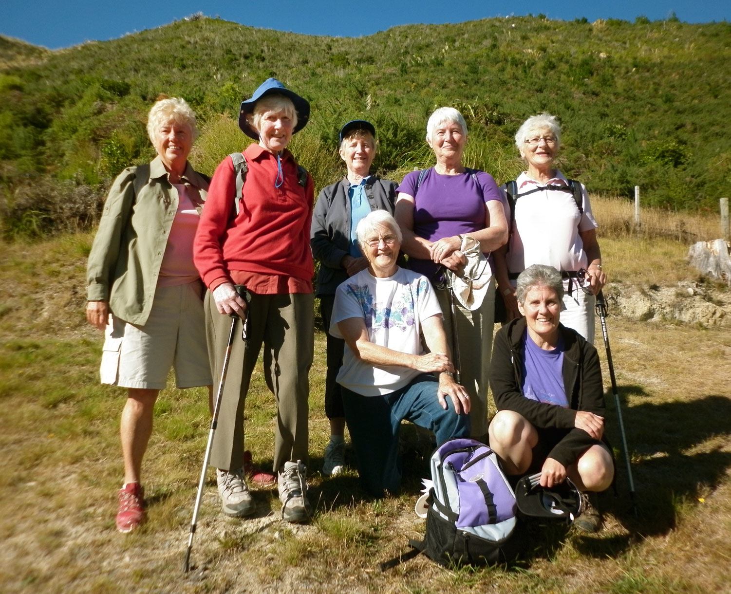 Sisters of the Missions: Barbara Henley, Mary Wyss, Leone McIndoe, Cynthia Kearney, Bernie O’Neill. In front. Colleen King-Turner and Carmel Cole.