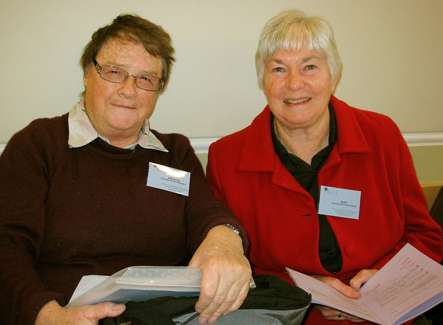 Sue Ryan with Mary Neven rsm from Auckland during a pastoral workshop in 2012.