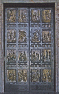 Holy Door in St Peter’s Basilica in Rome. Sculptor: Vico Consorti