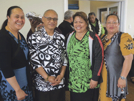 Sala Mika Teofilo, Samoan Chaplain, with Savelina Kasiano, Parish of Te Awakairangi Samoan Community, Soifua Fanualelei, Wgtn South Pastoral Samoan Community, and Vitolia Ene, Holy Trinity Parish Samoan Community.