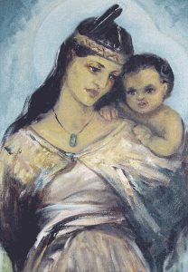 Julia Lynch (Sister Mary Lawrence of the Trinity RSM) painted this Southern Madonna, now found at Southern Star Abbey, Kopua.