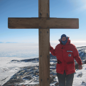 Fr Ron Bennett at The Cross, Antarctica.