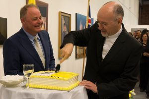 Archbishop Martin Krebs and the Hon Craig Foss celebrate the third anniversary of Pope Francis’ election as pontiff. 