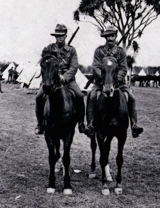 Richard and Michael Murphy of Meremere, Wellington Mounted Rifles at Trentham Military Training Camp.