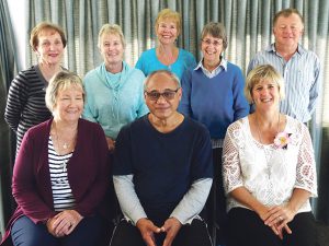 Leaders on retreat, back (l-r): Barbara Rowley, Sharon Penny, Joan McFetridge, Merrick Mitchell; front, Patsy Buttle, Mika Teofilo, Debbie Matheson.  Photo: Sr Lyndall Brown srj.