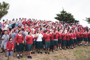 Students and staff perform school haka.