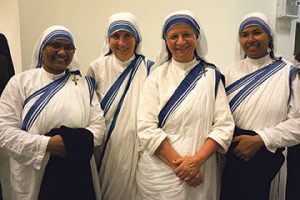 Missionaries of Charity Sisters (l-r) Srs Therese, Hannah, Stephanius and Amalia, invite you to celebrate with them a thanksgiving Mass for the Canonisation of Blessed Teresa of Calcutta, at Sacred Heart Cathedral, Wellington, 9am, Saturday 10 September. Photo: Annette Scullion
