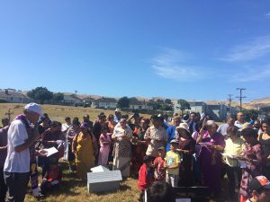 Mons Gerard Burns leads a Stations of the Cross and a housing reflection at Porirua in March this year.