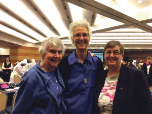 New Zealand women religious leaders in Rome: (l-r) Srs Judith McGinley OM, Margaret Anne Mills DOLC, Josephine Kane RNDM.