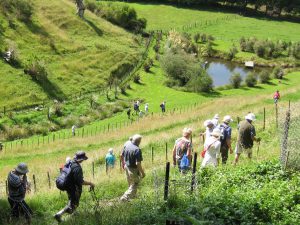 Locals walk wetland at Mt St Joseph, Whanganui.