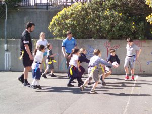 Challenge 2000 Gap Year students oversee ripper rugby, St Anne’s, Newtown.