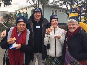 Sr Lusi Raratini, Steve Logan, Virginia Ashcroft and Sr Catherine Hannan at ‘14 Hours Homeless’ in Wellington. Photo: Supplied