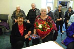 CWL members front, from left: Christine Paterson with Anne Conroy. Back, from left: Ita Delahunty, Kathi George (Immediate Past President), Beverley Telfer, Kath Cain and Vonnie Nunns. Photo: Supplied