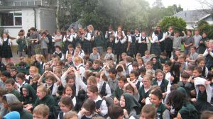 St Patrick’s School students celebrate becoming a Green-Gold Enviroschool.