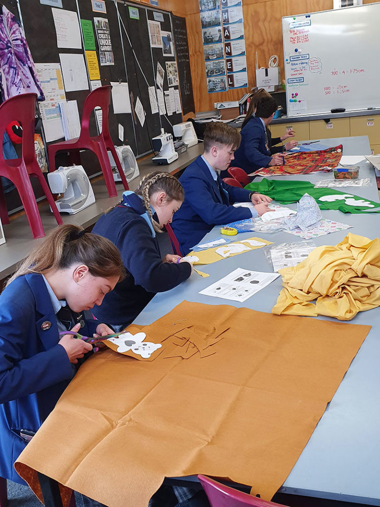 Chanel College Young Vinnies creating soft toys for new-born children in the Wairarapa region. Photo: Supplied