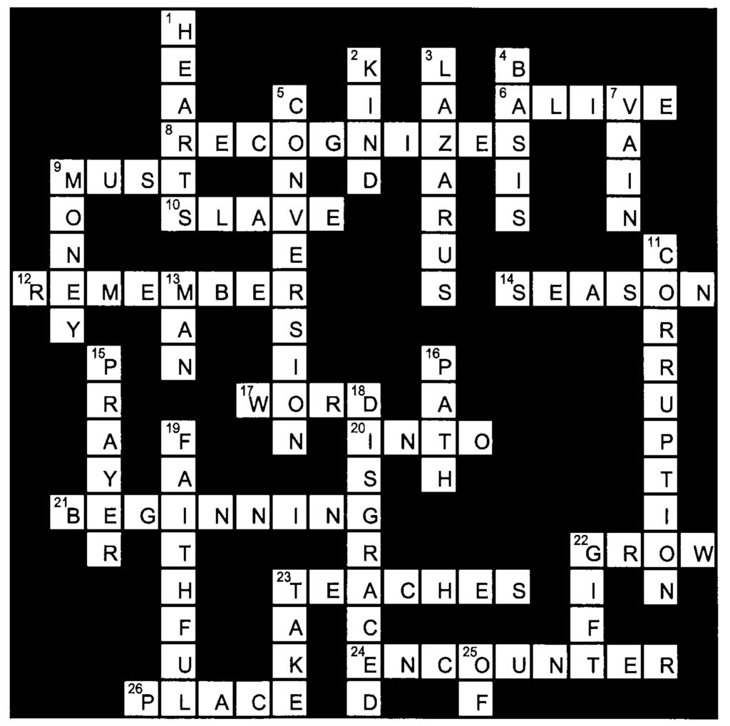 Crossword – The Holy Triduum Archdiocese of Wellington