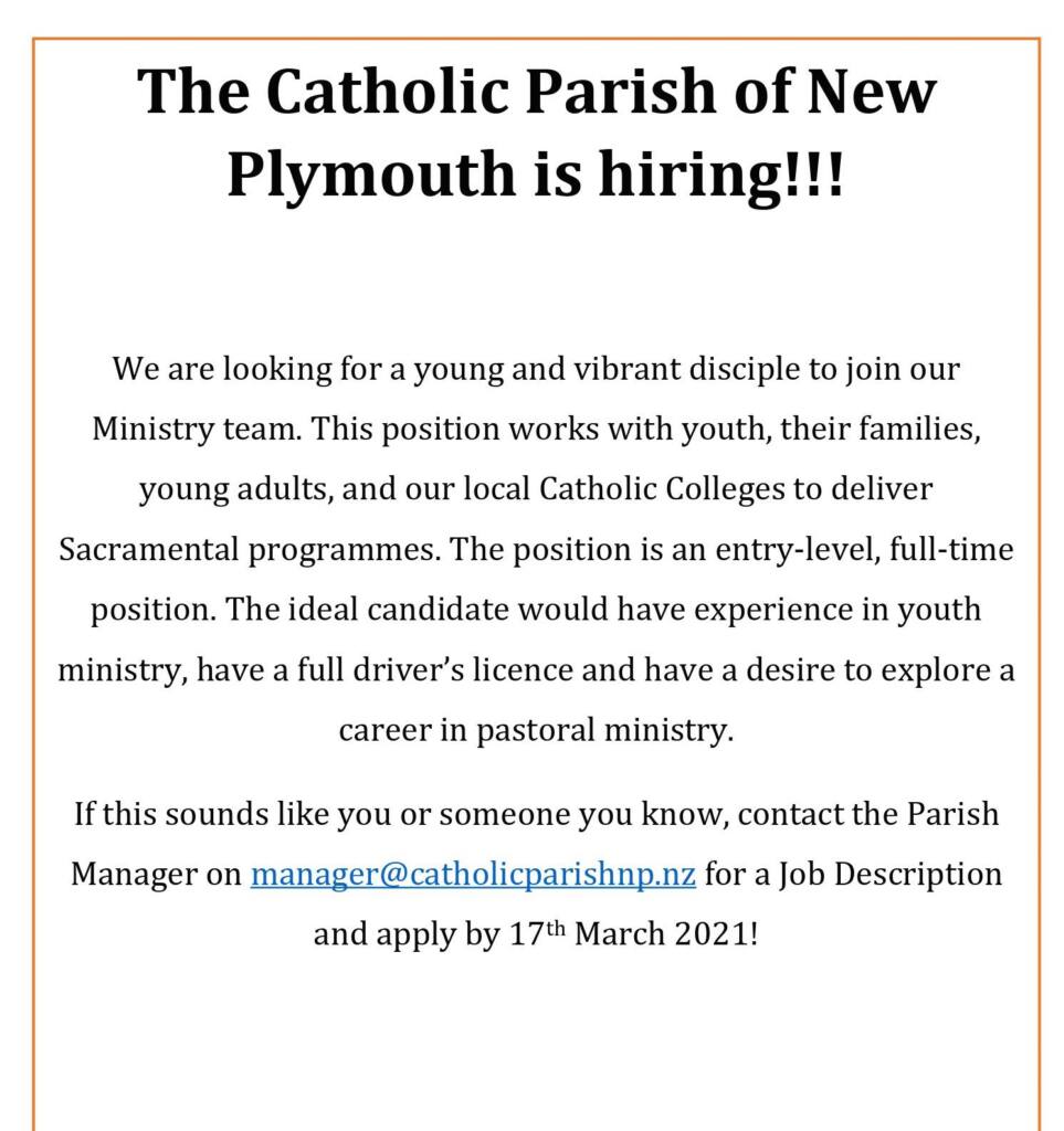 Vacancies Archdiocese of Wellington Vacancies Archdiocese of Wellington