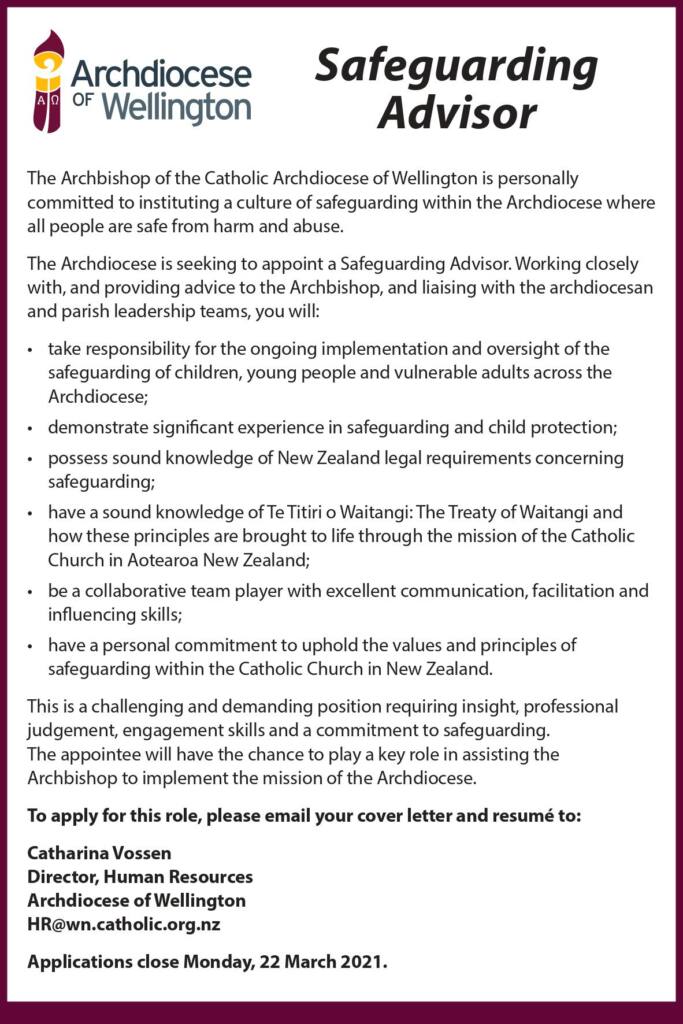 Vacancies Archdiocese of Wellington Vacancies Archdiocese of Wellington